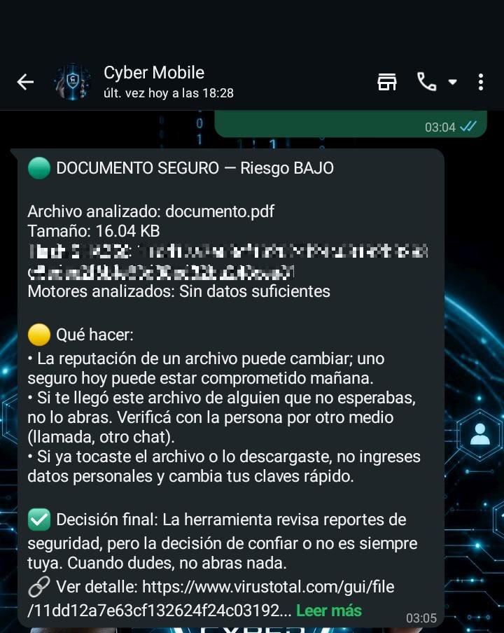 Escaneo de documento PDF malicioso